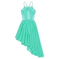 thumbnail image 4 of Fldy Kids Girls One Piece Spaghetti Shoulder Straps Leotard High Low Hem Dress for Lyrical Ballet Mint Green 3XL, 4 of 6
