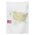 thumbnail image 3 of Wanderlust Tablecloth, USA Detailed Map Topographic Contours Country Names Roads Railways, Rectangular Table Cover for Dining Room Kitchen Decor, 60" X 90", White Yellow, by Ambesonne, 3 of 4