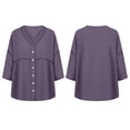 thumbnail image 4 of Xdegoge Cotton Linen Cardigan for Women 3/4 Sleeve Button Down Shirts Solid Casual Basic Summer Trendy Peasant Comfortable Clothing, 4 of 7