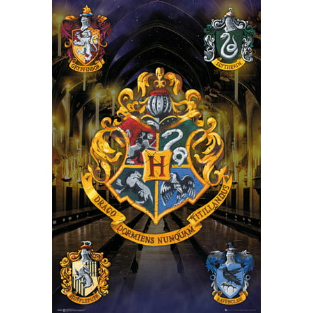 Harry Potter - Movie Poster / Print (House Crests - Hogwarts, Gryffindor, Slytherin...) (Size: 24