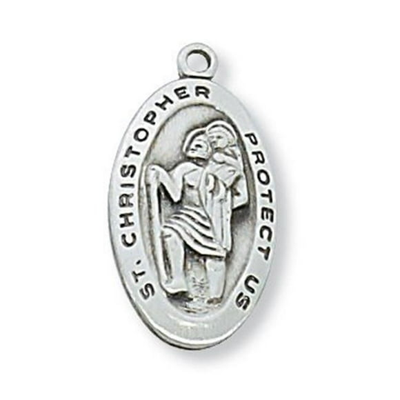 0.87 x 0.46 x 0.11 in. Sterling Silver St. Christopher Pendant