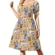 thumbnail image 4 of Dibujo detallado de relojes de diente de león Vestido de manga corta para mujer Vestidos formales para ocasiones especiales Vestido para mujer Ropa de mujer, 4 of 8
