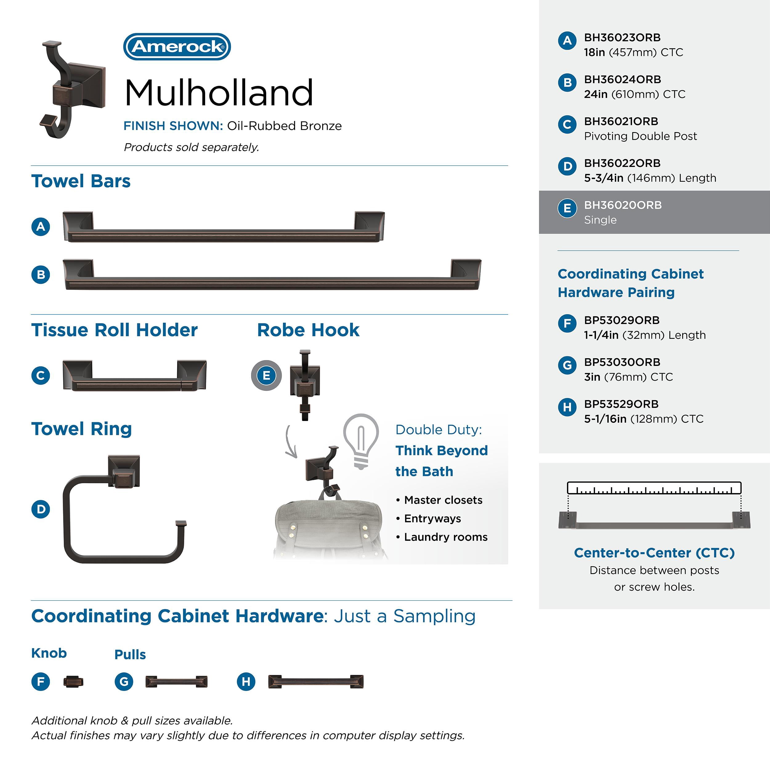 Amerock Mulholland Oil-Rubbed Bronze Single Prong Robe Hook