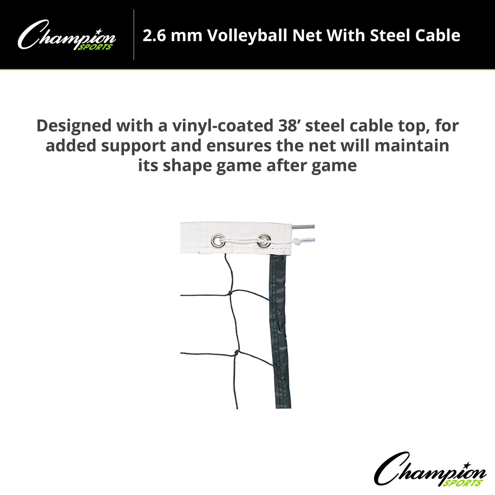 Champion Sports Braided Volleyball Nets, White, 32 x 3-Feet