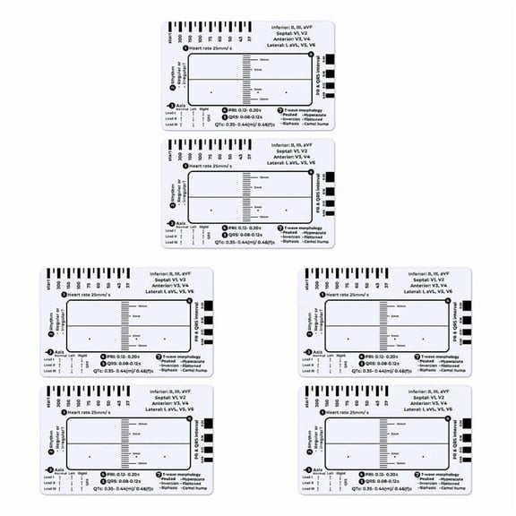 6pcs ECG 7 Step Ruler,ECG 7 Step Ruler for ECG/EKG Interpretation,ECG Reference Guide Ruler,EKG Calipers Measuring Tool,6 x ECG 7 Step Ruler (Shipped without ),Picture Color