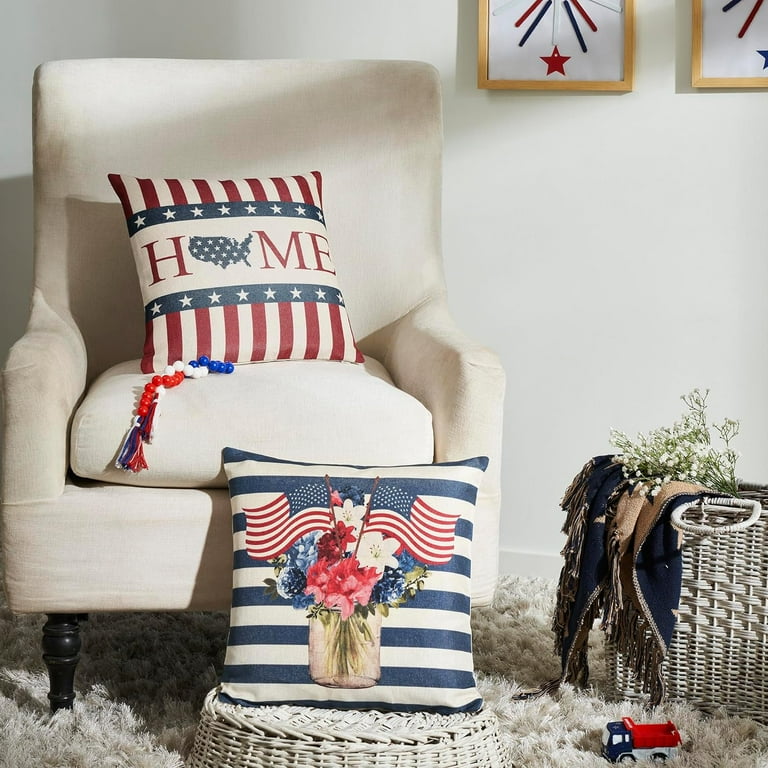 America Home Patriotic Pillow Cover Set of 2 16x16 Decorative Patriotic Throw Pillow Covers USA Americana Decor for Independance Day and 4th of July Inserts not Included Walmart