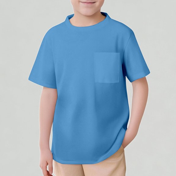 Xijirk Boys T Shirts Breathable Kids Mesh Pocket T-Shirt Comfortable Crew Neck Tee and Girls Toddler Children Casual Wear,8-9 Years