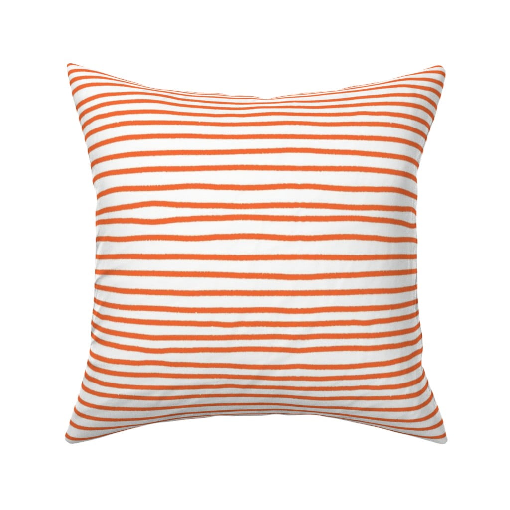 Orange And White Stripe Orange Throw Pillow Cover W Optional