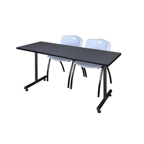 Regency 66" x 30" Kobe Training Table- Grey and 2 "M" Stack Chairs- Grey