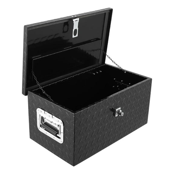 Underbody Truck Box 36" Heavy Duty Aluminum Diamond Plated Tool Box Pick Up Truck Bed RV Trailer Toolbox Waterproof Square Storage Organizer with Side Handle, Lock with Keys Trailer Storage Box Pickup