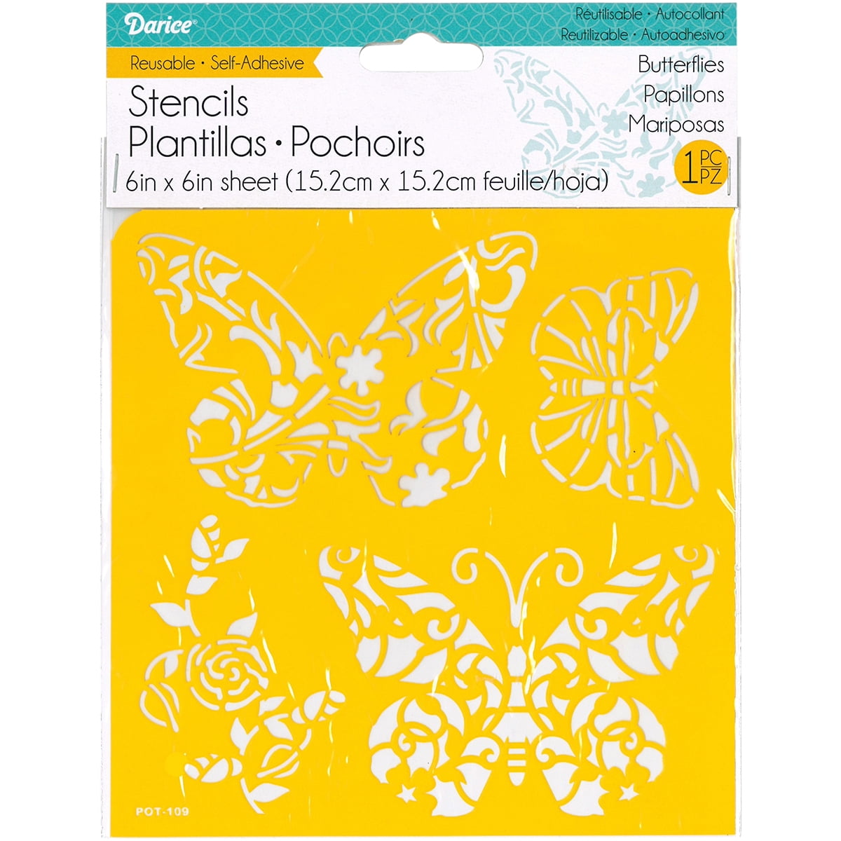 Reusable Self Adhesive Stencil 6"X6"Butterflies Walmart Canada