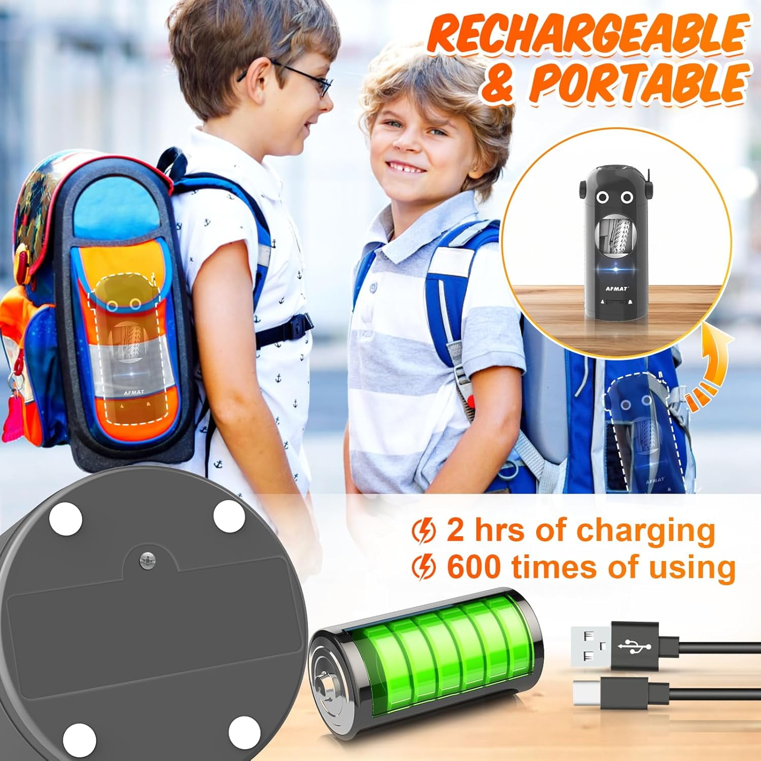 Electric Pencil Sharpener for Colored Pencils 7-11.5mm, Fully Automatic Robot Pencil Sharpener, Auto in & Out, Rechargeable Hands-Free for Classroom/Home/Office, Battery Operated, PSX5RB, Gray