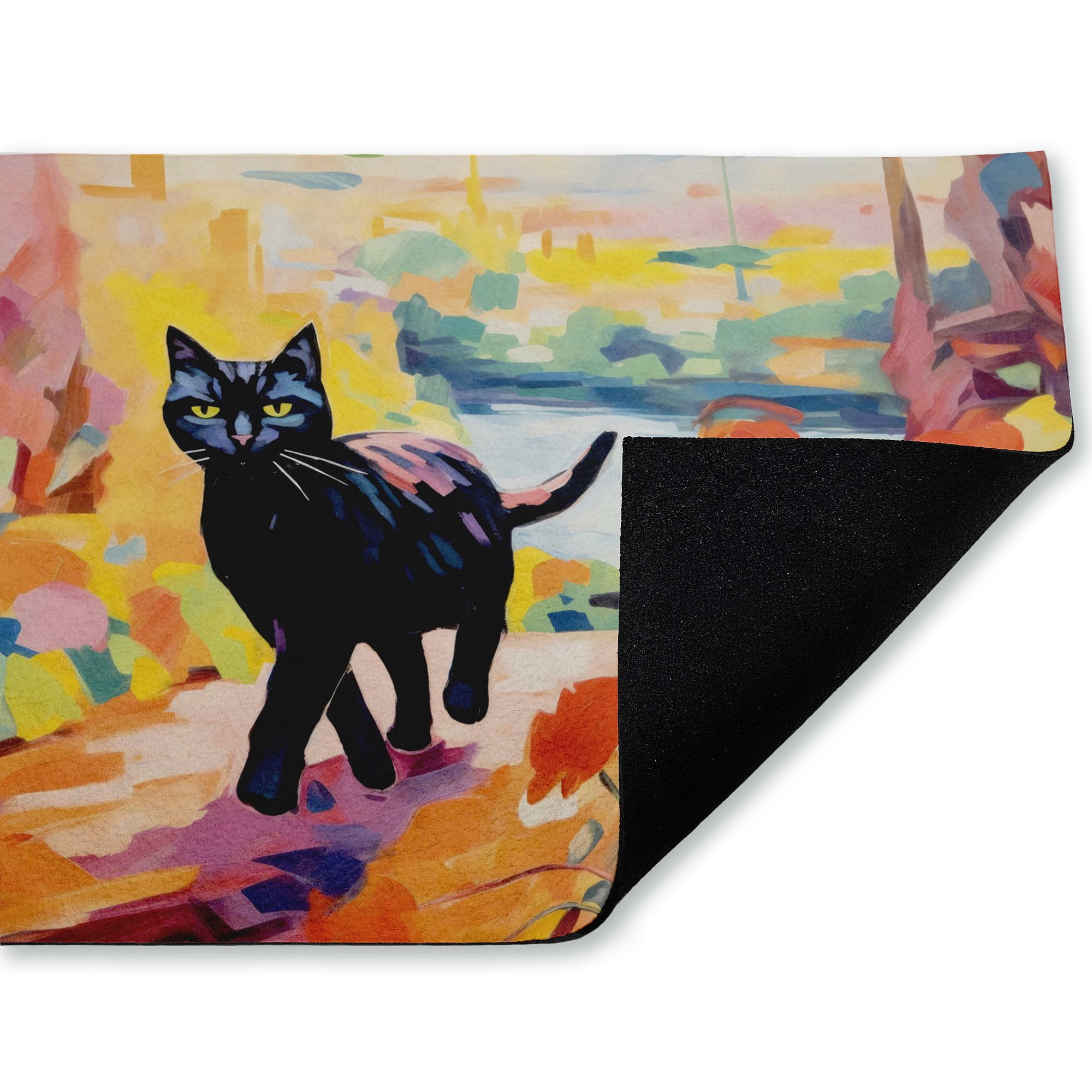 Stupell Industries Cat In Bright Harmonious Garden Printed Outdoor Door Floor Mat, design by Creative Studio
