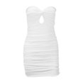 thumbnail image 5 of Vestido ajustado sin espalda de color liso para mujer - Minivestido cruzado en el pecho para fiesta en la playa, 5 of 5