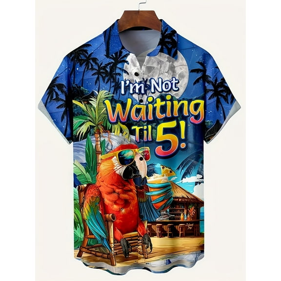 Hawaiian Shirt for Men Beach Shirts Summer Button Down Short Sleeve Tops Vacation Outfits Clothes Multicolor M