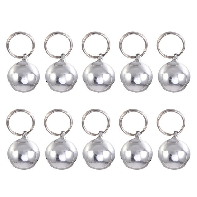 BRIGHTFUFU 10 cascabeles pequeños para collar de perro, cascabeles, accesorios colgantes para gato, cachorro y gatito (plata, 18 mm)