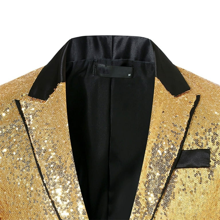 IWRICH Men's One Button Sequin Dress Suit Jacket Party Festival Tuxedo  Sport Coat Z-Gold M - Walmart.com