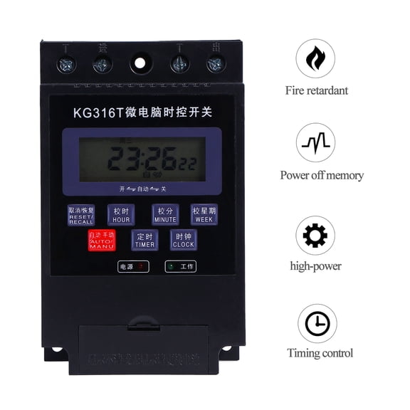 CIMAXIC Black Wall Outlet Timer with Digital Programming for Outdoor Light Automation