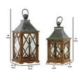 thumbnail image 5 of Saltoro Sherpi Temple Design Wooden Lantern with Ring Handle, Set of 2, Brown, 5 of 5