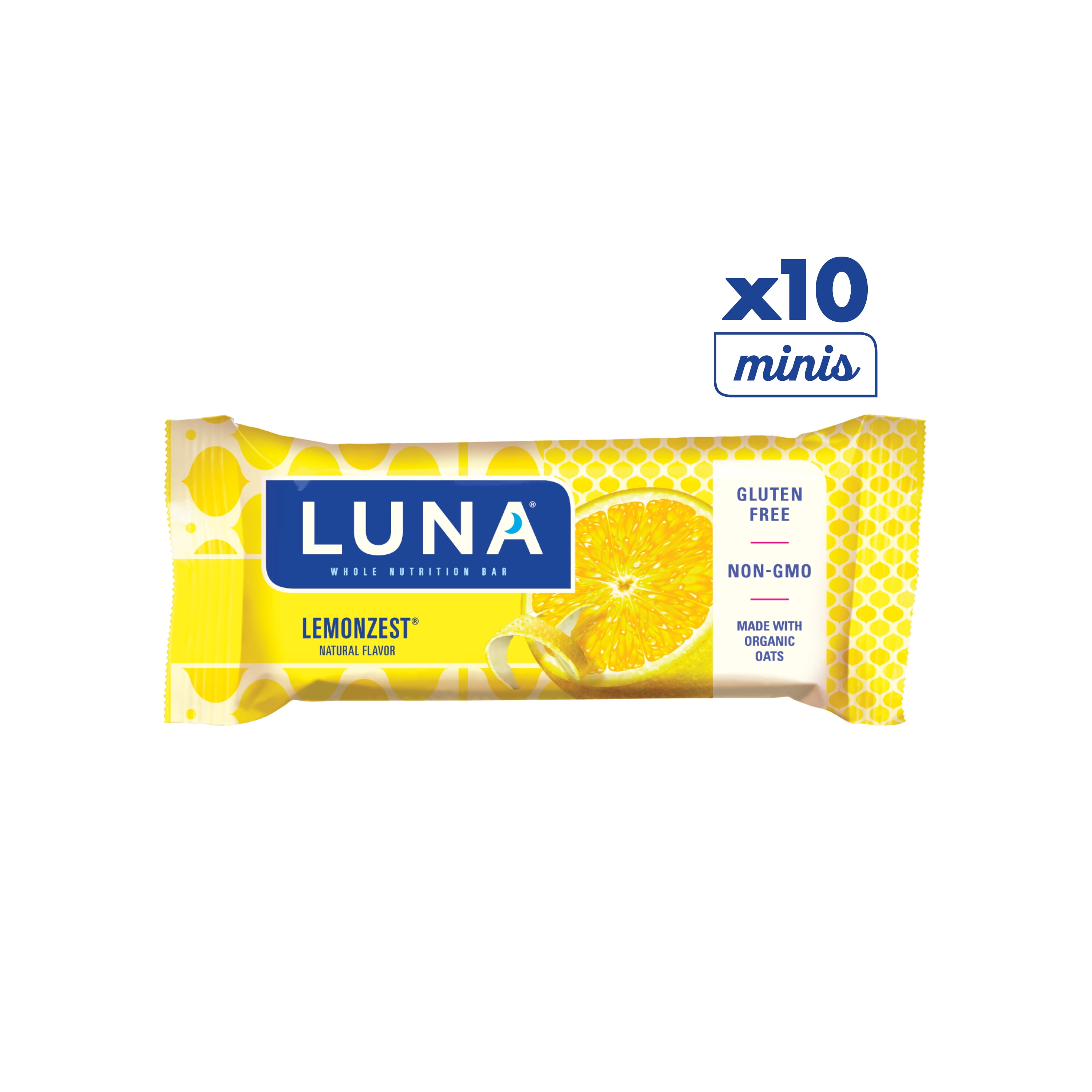 LUNA BAR MINIS Snack Bars, Gluten Free, Lemon Zest Flavor, 10 Ct, .81