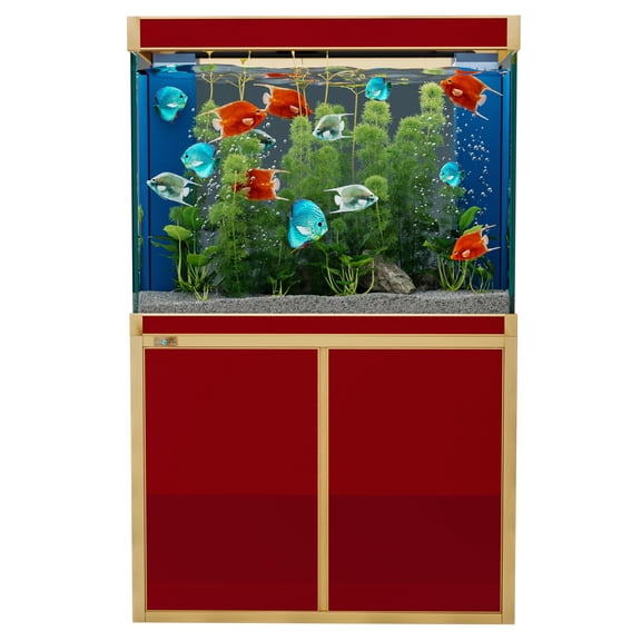 Aqua Dream 100 Gallon Tempered Glass All-in-one Aquarium Red and Gold
