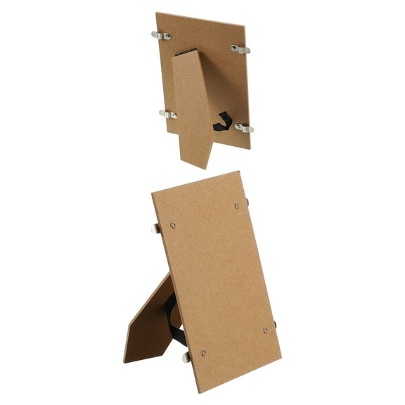 Uxcell Easel Back, Picture Frame Back Stand with Metal Hinges & Strap for 6" Photo Board 2 Pcs & Natural Wood