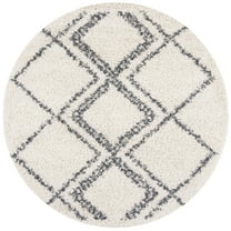 SAFAVIEH Pro Lux Emmeline Geometric Shag Area Rug, Cream/Blue, 6'7" x 6'7" Round