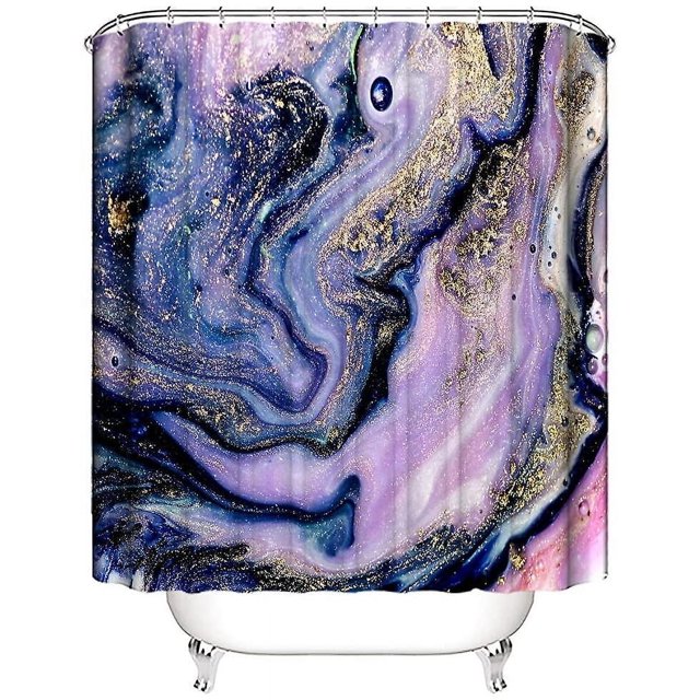 Luxury Abstract Fabric Marble Texture Shower Curtain For Bathroom, Fabric Bathroom Shower