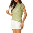 thumbnail image 5 of Allegra K Women's Casual Sheer Short Sleeves Floral Lace Top, 5 of 7