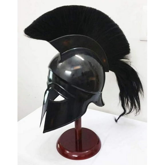 Greek Corinthian Helmet Ancient Medieval Armor Knight Spartan Replica Helmet with Black Plume