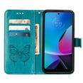 thumbnail image 7 of SaniMore Case for Motorola Moto G Power 2023 (6.5"), PU Leather Skin with Luxury Embossed Butterfly [Wrist Strap & Card Slots & Flip Kickstand] Full-body Shockproof Business Wallet Cover, Blue, 7 of 7