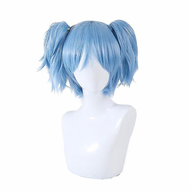 Accesorios de cosplay YUANXCMXG Peluca corta de Sally Face Pelucas de coletas sintéticas resistentes al calor azules con pinza para el Cabello