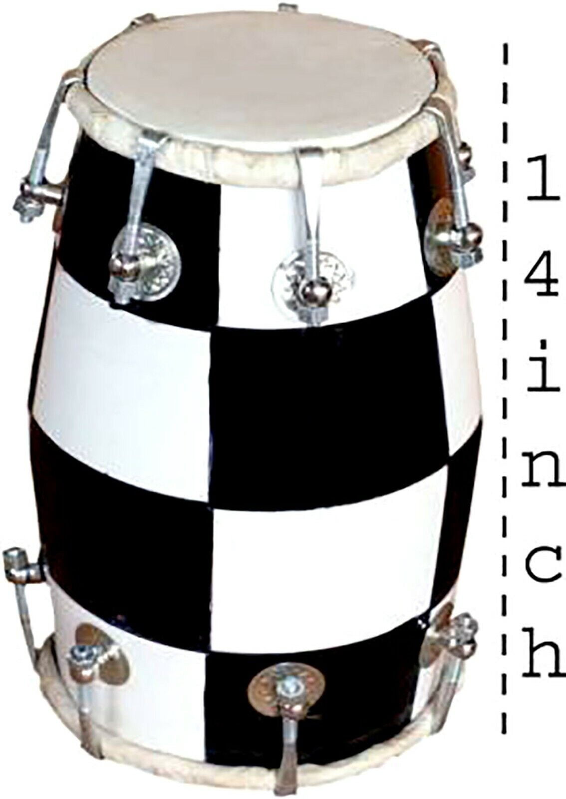 Naad Indian Musical Instrument Wooden Baby Dholak Nut & Bolts Dholak (White & Black) 2023 - Natural