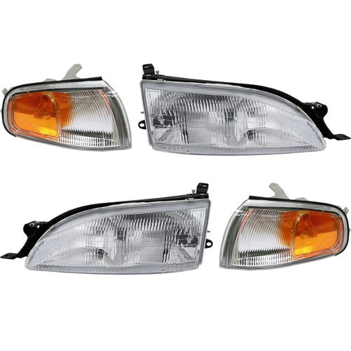 Headlight Set For 1995-1996 Toyota Camry Left and Right Side with Corner Lights