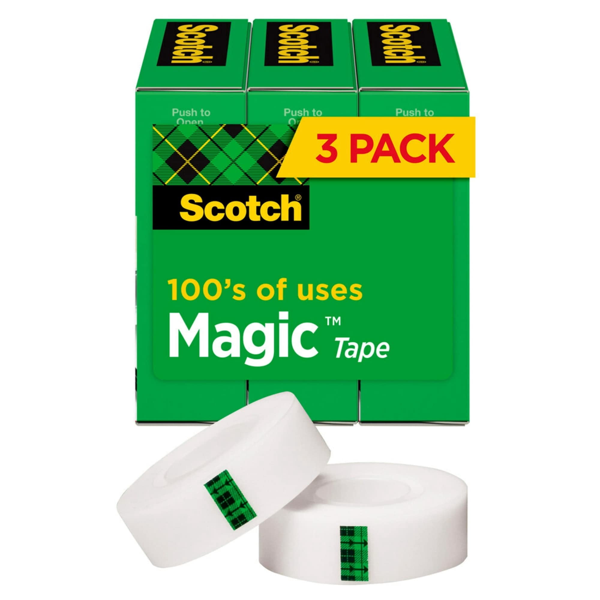 Scotch Magic Tape 1" x 2592" 3" Core 3/Pack, Clear