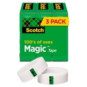 Scotch Magic Tape 1 x 2592 3 Core 3/Pack, Clear