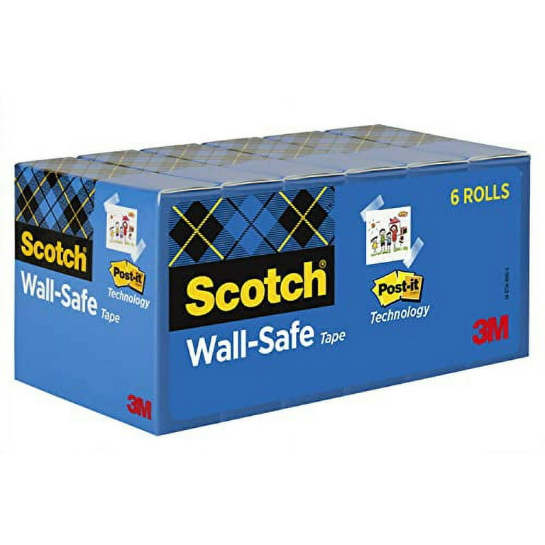 Scotch Wall-Safe Tape, 1 Rolls Sticks Securely, Removes Cleanly, Invisible,  Designed for Displaying, Photo Safe, 3/4 in x 650 in (183)