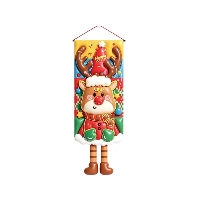 Amzcrzy Decoración navideña,Árbol de Navidad,Luces navideñas Letrero navideño colgante para puerta, decoración de 43 x 16 pulgadas, adorno de pared con personaje caprichoso para puerta principal, por