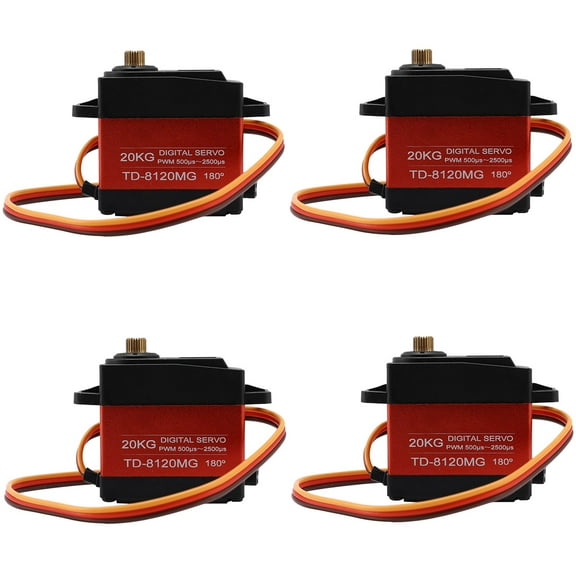 4X Td-8120Mg Gear Digital Servo with 20Kg High Torque 180Angle for Rc Remote Control Car Model Vehicle 20Kg Servo,4* Accessories,red black