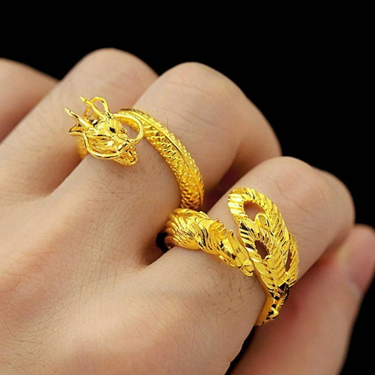 stout toxiciteit skelet Dragon And Phoenix Couples Ring Sand Gold Open Adjustable Big Rings Wedding  Engagement Luxury Lucky Fashion Finger Jewelry Gifts - Walmart.com