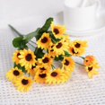 thumbnail image 2 of Girasol artificial 6 Ramo de flores artificiales Girasoles falsos Decoración floral Ramo Hogar Hotel Oficina Banquete de boda Jardín Artesanía Decoración de arte 13 pulgadas Sin jarrón brillar Juguete, 2 of 4
