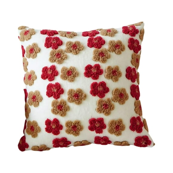 Sofa Cushion Covers Flower Pillow Cover Faux Lambswool Cushion Cover Sofa Pillow Cushion Linen Pillow Covers