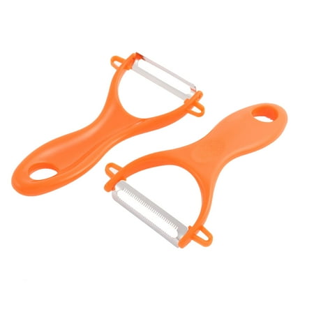 Kitchen Stainless Steel Blade Vegetable Fruit Peeler Dicer Orange 2 Pcs