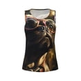 thumbnail image 3 of Picia Pug Wearing Sunglasses Flowers Pattern Women's Workout Tank Top,Breathable Activewear,Slim Fit Athletic Top,Versatile Workout Moisture-wicking top-Large, 3 of 9