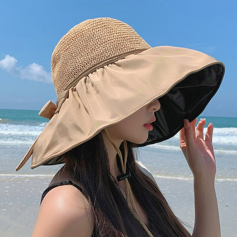 Pgeraug Baseball Caps Sun Upf 50+ Uv Protection Black Coating Straw Outdoor  Hats for Women Khaki 