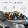 thumbnail image 3 of Kdxio Red And Blue Fire Skull Warrior Print 2-Piece Sun Shade Front Windshield - Foldable Car Front Window Sunshades for Most Sedans SUV Truck, 3 of 6