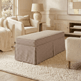 thumbnail image 3 of My Texas House Clementine Skirted Upholstered Bench with Gingham Pattern, 3 of 9
