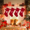 thumbnail image 3 of 17 Inchs Red Knit Christmas Stockings, Personalized Initial Embroidered Xmas Stocking Larger Sock for Christmas Tree Fireplace Christmas Party Holiday Hanging Stocking Decorations, 3 of 7