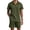 Armygreen, variant on Colsmile Men's 2-Piece Summer Outfit Set - Textured Quarter-Zip Polo Shirt & Drawstring Shorts, Casual Vacation Summer Set