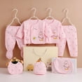 thumbnail image 2 of Linfrsh Girl Preemie Clothes Preemie Twin Baby Boy Clothes Baby 5PCS Sleeve +Bib Tops+Hat+Pants Long Girls Outfits Long Sleeve Cute Light Pink,0-3 Months, 2 of 4